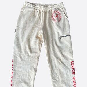 Chrome Hearts Drake Cream & Pink Certified Chrome Cross Logo Sweatpants